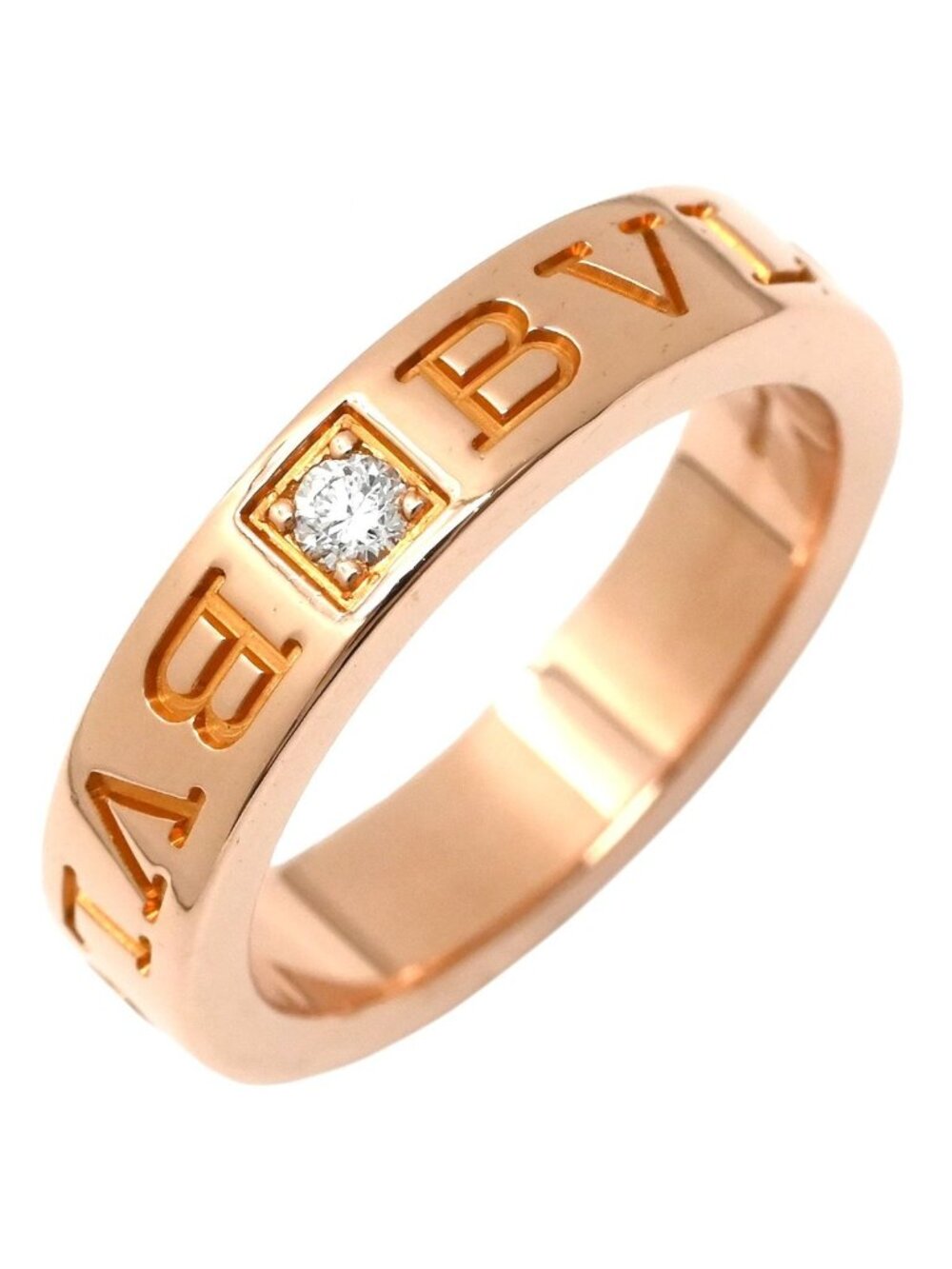 Bvlgari Ring Double Logo Pink Gold Diamond